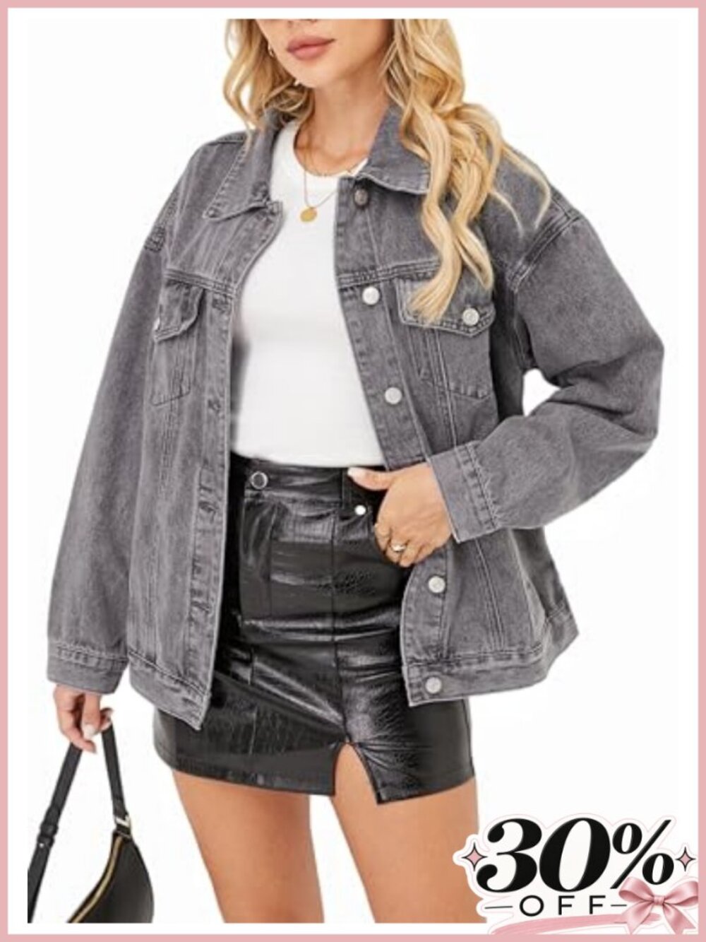 Oversized Denim Jacket Lightweight Cotton Trucker Coat